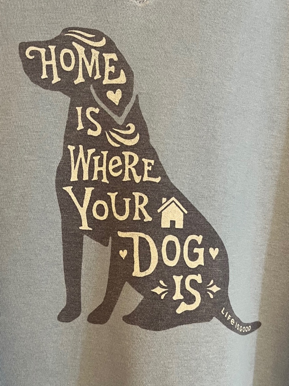 Life Is Good "Home Is Where Your Dog Is" Blue Cotton Tee Size XL - Picture 3 of 8